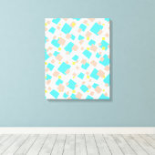 Moderne, blauwe, bruin vierkant Abstracte kunst Canvas Afdruk (Insitu (Houten vloer))
