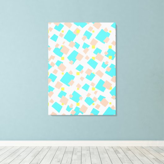 Moderne, blauwe, bruin vierkant Abstracte kunst Canvas Afdruk (Insitu (Houten vloer))