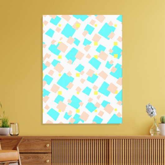 Moderne, blauwe, bruin vierkant Abstracte kunst Canvas Afdruk (Insitu (Woonkamer))