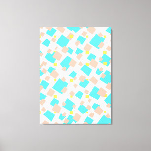 Moderne, blauwe, bruin vierkant Abstracte kunst Canvas Afdruk