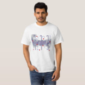 Moderne Blauwe Candy Cane T-Shirt (Voorkant volledig)