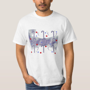 Moderne Blauwe Candy Cane T-Shirt