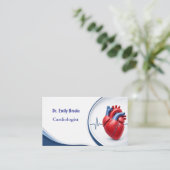 Moderne blauwe cardioloog visitekaartje met QR-cod (Staand voorkant)