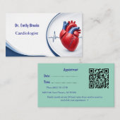 Moderne blauwe cardioloog visitekaartje met QR-cod (Voorkant / Achterkant)