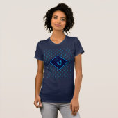 Moderne blauwe Chanoeka Dreidel T-shirt (Voorkant volledig)