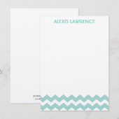 Moderne blauwe chevron, dank je bedankkaart (Voorkant / Achterkant)