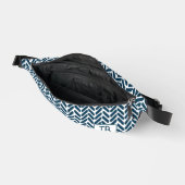 Moderne Blauwe Chevron Monogram Initialen Heuptasje (Open)