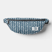 Moderne Blauwe Chevron Monogram Initialen Heuptasje (Liggend)