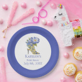 Moderne Blauwe Chinoiserie High-Heel Schoen Papieren Bordje (Feest)