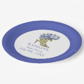 Moderne Blauwe Chinoiserie High-Heel Schoen Papieren Bordje (Gekanteld)