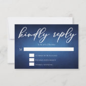 Moderne Blauwe Chique Avond Bruiloft vriendelijk a RSVP Kaartje (Voorkant)