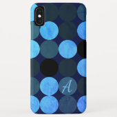 Moderne Blauwe Cirkels & Monogram Case-Mate iPhone Case (Achterkant)
