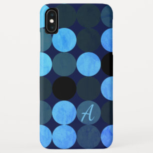 Moderne Blauwe Cirkels & Monogram Case-Mate iPhone Case