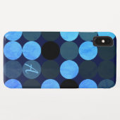 Moderne Blauwe Cirkels & Monogram Case-Mate iPhone Case (Achterkant (horizontaal))