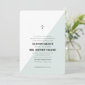 MODERNE BLAUWE COLORBLOCK huwelijksuitnodiging Kaart (Staand voorkant)