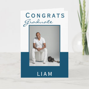 Moderne Blauwe Congrats Afgestudeerde Afstudeerfot Kaart