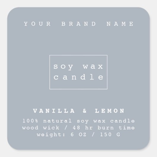 Moderne blauwe cosmetica verpakkingskaars  vierkante sticker (Voorkant)