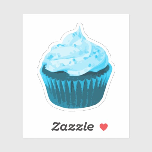 Moderne Blauwe Cupcake Sticker (Vel)