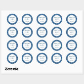 Moderne Blauwe Dank Je Ronde Sticker (Vel)
