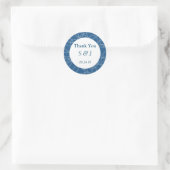 Moderne Blauwe Dank Je Ronde Sticker (Tas)
