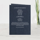 Moderne blauwe denim 'In liefdevolle herinnering'  Programma (Achterkant)