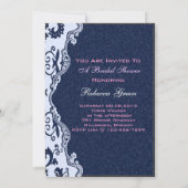 moderne blauwe denim kant Floral land Tea Party Kaart (Achterkant)