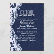 moderne blauwe denim lace Floral land bruiloft