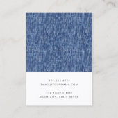Moderne blauwe denim patroon oorbel kaart visitekaartje (Achterkant)