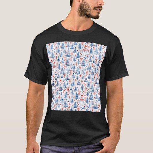 Moderne blauwe dennen t-shirt (Voorkant)