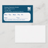 Moderne blauwe Dentist-Kantoor benoemingskaarten Visitekaartje (Voorkant / Achterkant)