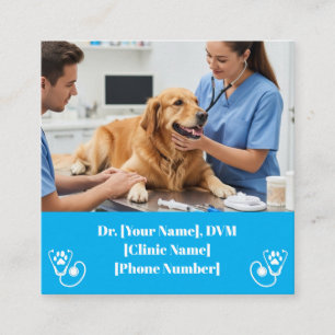 Moderne Blauwe Dierenarts & Huisdier Clinic Vierkante Visitekaartje