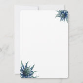 Moderne blauwe distel bruiloft uitnodiging (Achterkant)