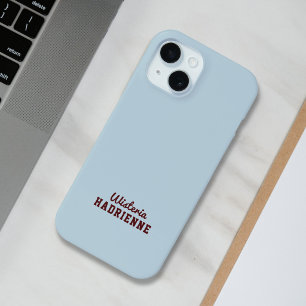 Moderne Blauwe Donkerrode Sportieve Monogramnaam iPhone 15 Case