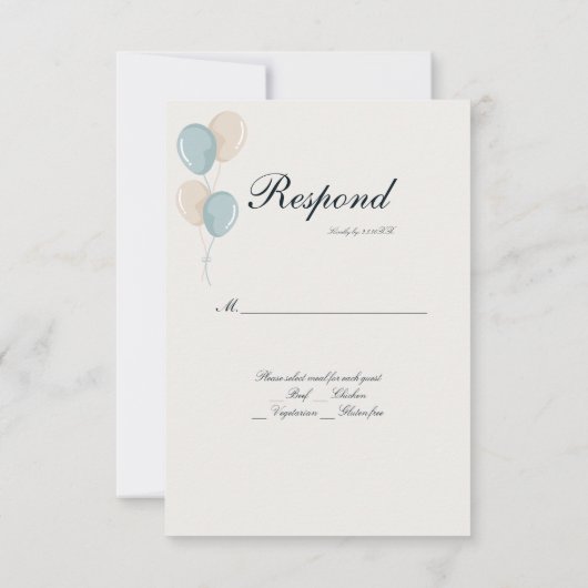 Moderne blauwe doop met aangepaste foto RSVP (Achterkant)