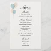 Moderne Blauwe Doop Uitnodiging met Aangepast Menu (Achterkant)