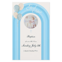 Moderne Blauwe Doop Uitnodiging met Aangepast Menu