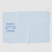 Moderne Blauwe Driedelige Monogram Golfhanddoek (Horizontaal)