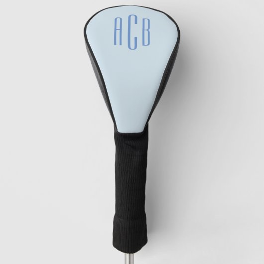 Moderne Blauwe Driedelige Monogram Golfheadcover (Voorkant)