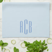 Moderne Blauwe Driedelige Monogram Theedoek (Gevouwen)