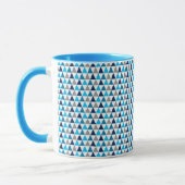 Moderne Blauwe Driehoeken Geometrisch Mok (Links)