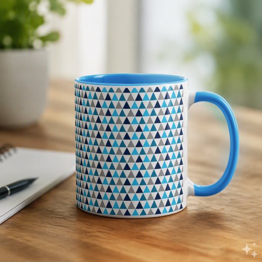 Moderne Blauwe Driehoeken Geometrisch Mok