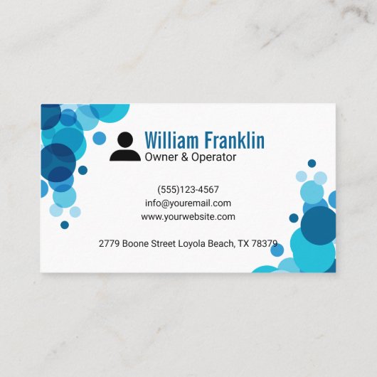 Moderne blauwe druk wassen reiniging visitekaartje (Achterkant)