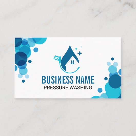 Moderne blauwe druk wassen reiniging visitekaartje (Voorkant)