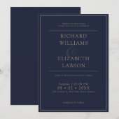 Moderne Blauwe Eenvoudige Schone Minimale Bruiloft Kaart (Voorkant / Achterkant)
