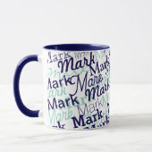 Moderne Blauwe Eerst Naam Typografie Patroon Mok (Links)