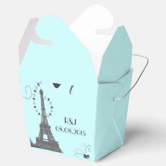 moderne blauwe eiffeltoren parijs bruiloft bedankdoosjes (Geopend)