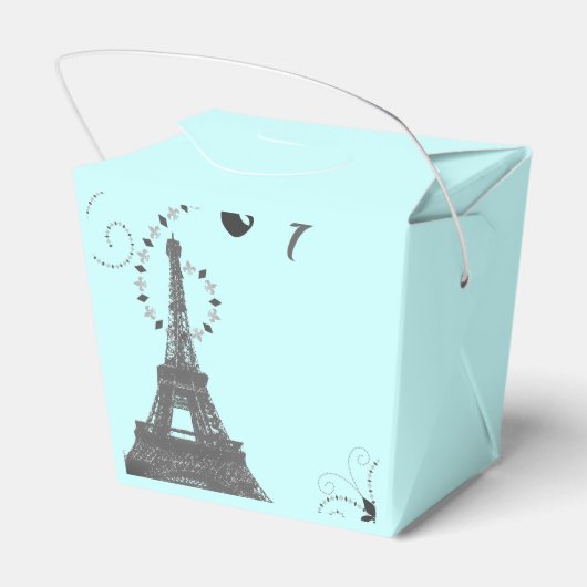 moderne blauwe eiffeltoren parijs bruiloft bedankdoosjes (Achterkant)