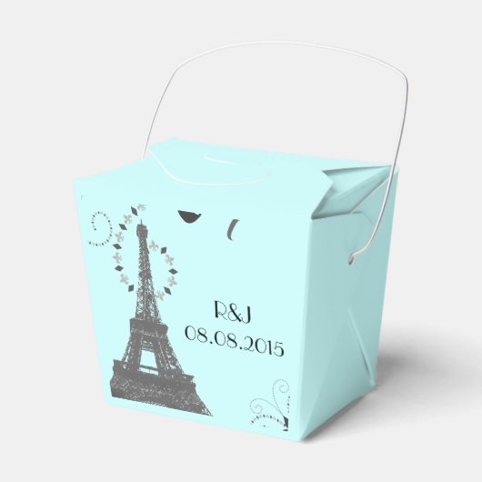 moderne blauwe eiffeltoren parijs bruiloft bedankdoosjes (Voorkant Zijde)
