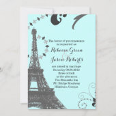moderne blauwe eiffeltoren parijs bruiloft kaart (Voorkant)
