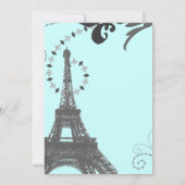 moderne blauwe eiffeltoren parijs bruiloft kaart (Achterkant)